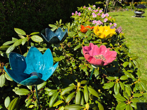 Stor Mørk Turkis haveblomst - (uden stang)